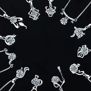 2026 S925 argento Sterling 12 segni zodiacali collana pendente con 1 carato Moissanite costellazione collana donna catena clavicola - Product Image 2
