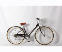 Bicicleta Urbana para Mujer, Directo de Fábrica, 6 Velocidades, 27 Pulgadas, para Adultos, con Canasta, Cuadro de Acero de Alto Carbono, Frenos Dobles V, Carga de 150 kg
