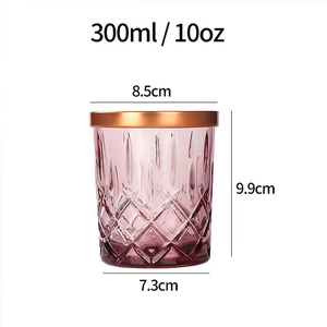 Venta al por mayor 10 oz 300ml lujo <span class=keywords><strong>Geo</strong></span> redondo portavelas de vidrio con tapa 550ml oro rosa tarros vacíos para la fabricación de velas con tapa de Bambú - Product Image 6