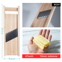 Mandoline manuelle à julienne de 10 mm d'épaisseur avec protection de main brevetée, hachoir à légumes en bois massif pour carottes, pommes de terre, oignons