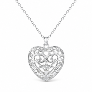 Collana con ciondolo a cuore con motivo traforato vintage, regalo per donna per l'uso quotidiano o per feste - Product Image 1