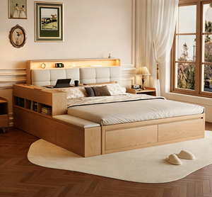 <span class=keywords><strong>Cama</strong></span> de Madera Maciza Estilo Nórdico, <span class=keywords><strong>Cama</strong></span> de Roble con Base Tipo Caja, Estilo Japonés Moderno y Sencillo, <span class=keywords><strong>Cama</strong></span> Doble con Almacenamiento para Dormitorio Principal - Product Image 3