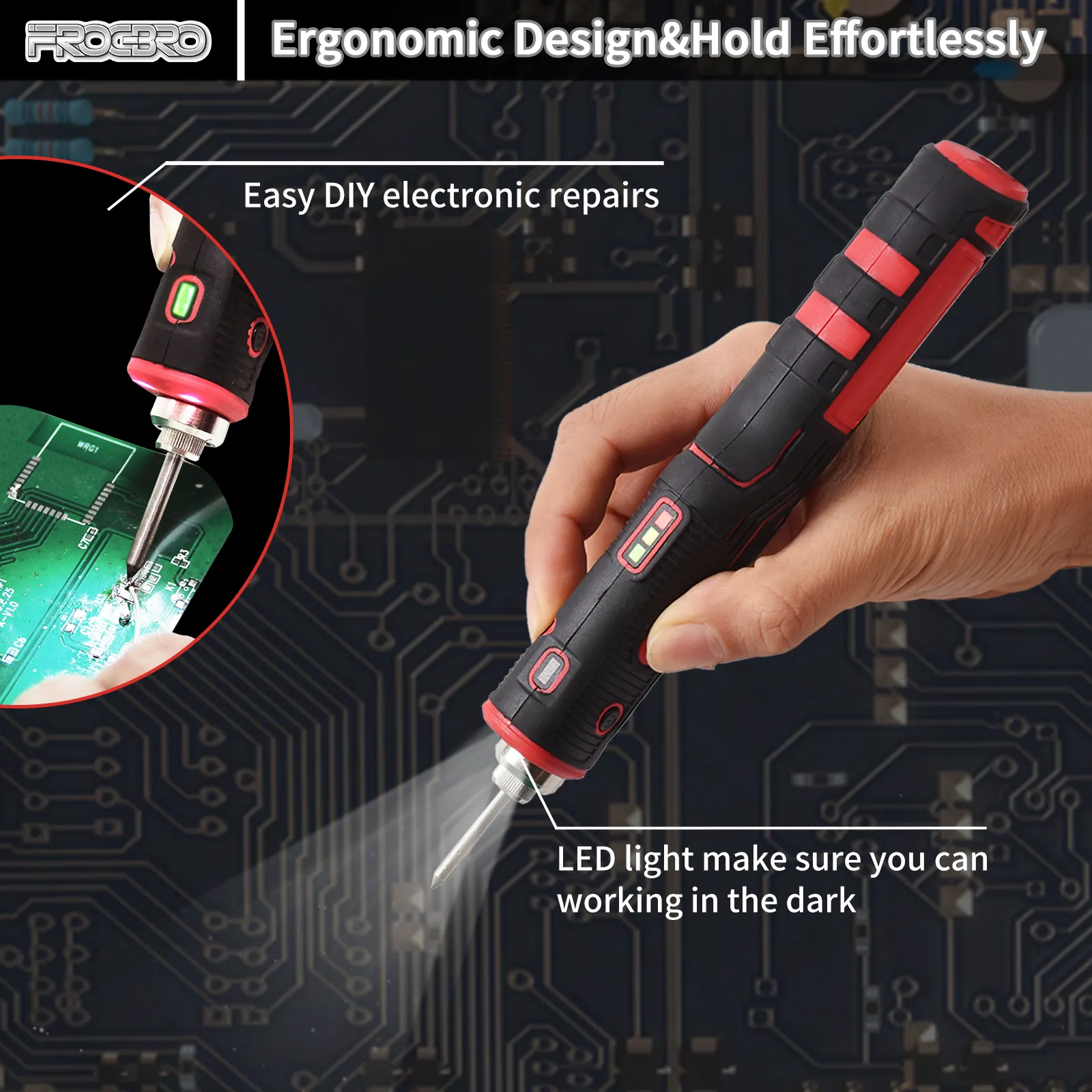 Fer à souder Portable chauffant rapide éclairage LED bricolage Mini fer à souder sans fil avec batterie Rechargeable au Lithium-Ion