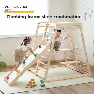 Structure d'escalade en <span class=keywords><strong>bois</strong></span> massif pour intérieur, ensemble de jeu de gymnastique, entraînement à l'équilibre pour tout-petits, jouet Montessori sensoriel et d'activité physique pour enfants - Product Image 1