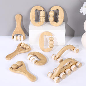 Baño de bambú portátil de cuatro ruedas masajeador de baño de cuerpo pequeño herramienta de masaje de bambú de tres cuentas - Product Image 4