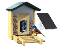 Mangeoire à oiseaux grand angle à 180 degrés avec caméra IA 5MP, design en bambou écologique, alimentée par batterie et étanche, Wi-Fi sans fil