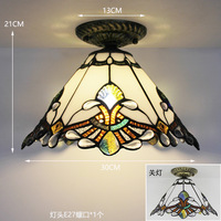 Plafonnier Tiffany en fer rétro européen à LED et cristal, blanc chaud, pour chambre, bureau, bar, café, couloir, hall, ambiance chaleureuse et romantique, économe en énergie