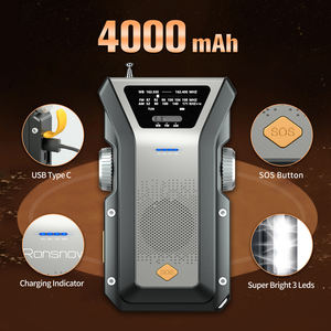 Radio portátil con manivela de emergencia a batería de 4000mAh con linterna LED y alarma SOS FM AM WB bandas para uso doméstico - Product Image 2