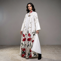 Robe islamique modeste pour femme, imprimé floral multicolore, élégante, ample, avec fermoir orné, taille unique, Abaya Aïd, collection 2026, vente chaude