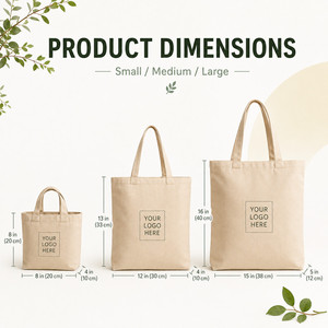 Custom Printed Cotton <b>Canvas</b> Shopper <b>Bag</b> with Reinforced Handles Snap Closure and Multiple Size Options - Product Image 4