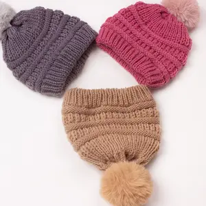 Ins europäische und amerikanische neue Modelle gestrickt niedlich Neugeborenes Baby-Beanie Turban Baumwollkapuze warme Hüte Winter für Baby Mädchen
