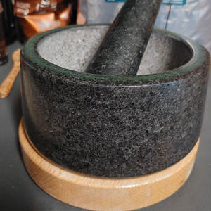 מרגמה גרניט טבעי pestle גדול נוסף pestle גרניט טבעי עם מדגם תמיכה עץ נגד שריטה - Product Image 6