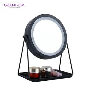 Оптовая продажа под заказ 1X/3X увеличение круглой формы Hd макияж настольное зеркало с подсветкой