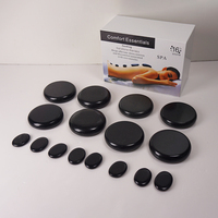 Meilleures ventes : Ensemble de 16 pierres chaudes en basalte noir pour SPA du dos, pierres de massage énergétiques naturelles et lisses avec physiothérapie infrarouge