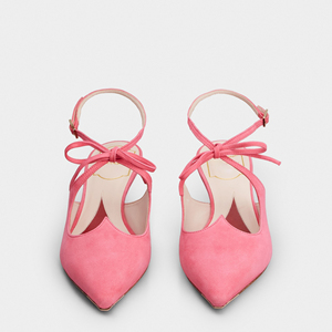 Zapatos de tacón de diseño con cordones, parte superior de cuero de ante, punta afilada, últimos modelos de tacones para damas, zapatos de mujer. - Product Image 4