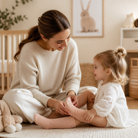 Chaussettes de nuit pour enfants à rayures pastel, en coton peigné 32S, six couleurs, chaussettes de nuit douces en Lycra extensible, tricotées à la machine sans couture