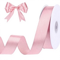 Pita Satin Polos Warna Pink 100% Poliester Woric Lebar 1 Inci Panjang 50 Yard Tahan Susut Untuk Karangan Bunga Wisuda, Hiasan Rambut, Buket Bunga, Kerajinan Tangan