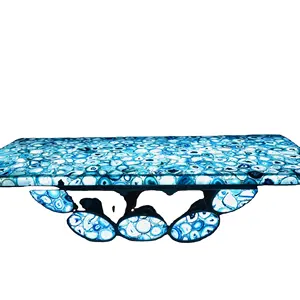 Encimera de mesa de Centro de Piedra de ágata azul pizarra translúcida de piedra de lujo