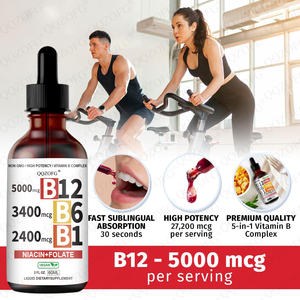Suplemento Herbal Vegano con <span class=keywords><strong>Vitamina</strong></span> B12 Líquida <span class=keywords><strong>Sublingual</strong></span> de 5000mcg, Complejo <span class=keywords><strong>B</strong></span>, Antioxidante, Beneficios para la Belleza, Etiqueta OEM/ODM - Product Image 4