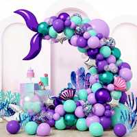 Kit de guirlande de ballons en latex sirène, décoration de fête sous-marine, ensemble d'arche, violet, bleu, rose, décoration de baby shower