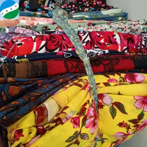 kg price woven rayon printed fabrics stock China market fabric cut pieces length 7-20m