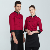 Veste de chef à manches longues de haute qualité en gros pour hôtel et restaurant, uniformes de restaurant et de bar