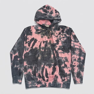 Sweat à capuche tie-dye rose et noir, marque privée, poids lourd 300 GSM |   Pull à logo personnalisé délavé à l'acide |   Sweats unisexes surdimensionnés style streetwear - Product Image 1