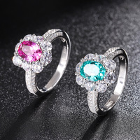 S925 Silber Rose Rot Oval 3 Karat Retro Edelstein Schmuck 6*8 Simulation Ruby Paraiba Turmalin Vintage Ring Design für die Hochzeit