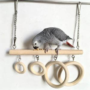 Anneaux suspendus pour oiseaux perroquets, pour mâcher, décoratifs, balançoires, poteaux à balançoire avec anneaux d'escalade et tunnel pour petits perroquets - Product Image 6