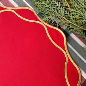 Christmas Tablecloth Pure Flax Fabric 45*45cm Embroidered Edge Placemat Dining <b>Table</b> <b>Cloth</b> <b>Linen</b> Napkins for Festival - Product Image 1