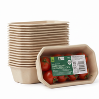 PFAS-vrije, biologisch afbreekbare, composteerbare verpakking van suikerrietpulp voor voedsel en fruit, geschikt voor supermarkten