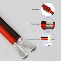 Kabel Silikon Pipih 2 Inti Merah Hitam untuk Energi Surya, Konduktor Terpilin 14awg 28awg, Ukuran 20awg+22awg+24awg+26awg+28awg