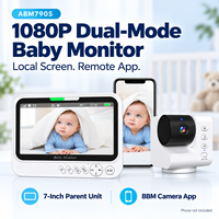 Kit Monitor Bayi 7 Inci 1080P Dual Mode dengan Kamera, Layar Orang Tua, Dua Adaptor Daya, Kabel USB, dan Buku Panduan Pengguna ABM790S