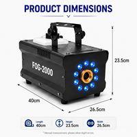 Machine à fumée LED 2000W avec 12 LED RGB, portée de fumée de 8-10m, contrôle sans fil et filaire DMX512