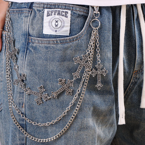 โซ่คาดเอวโลหะรูปทรงกากบาทหลายชั้น โลหะผสมสังกะสี สไตล์ฮิปฮอป สำหรับใส่ทุกวัน แฟชั่นเครื่องประดับร่างกาย - Product Image 3