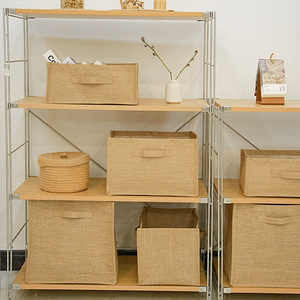 Boîte de rangement en coton et jute, rectangulaire, pliable, organiseur de jouets, grande capacité, panier de rangement pour la maison, solution de rangement pour enfants - Product Image 5