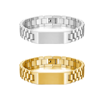 Bracelet d'identification personnalisé pour montre en acier inoxydable, plaqué or 18K PVD, noir, argent, pour hommes, avec gravure laser, barre vierge, vente en gros