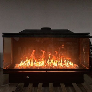 <span class=keywords><strong>Chimenea</strong></span> Flotante Interior MEISU.CH de 3 Lados, <span class=keywords><strong>Chimenea</strong></span> de Gas Tradicional Negra con Inserto para Calefacción Natural - Product Image 4