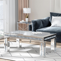 Table basse rectangulaire moderne Ensemble de meubles TV et table basse pour salon Table basse à miroir diamantée