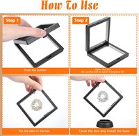 A1 plástico transparente 3D flotante PE película joyero pulsera vitrina marco flotante soporte de exhibición para almacenamiento de joyas