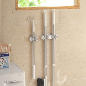 Yimijia Mop <b>Clip</b> Wall Mounted Punch Free Mop Holder Bathroom Storage <b>Hook</b> - Product Image 3