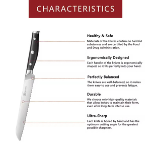 Cuchillo de pan dentado de acero inoxidable de 8 pulgadas con mango de ABS para rebanar pan <span class=keywords><strong>casero</strong></span>, pastel, cuchillo de pan de cocina - Product Image 3