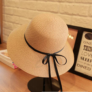 Nuovi cappelli da sole estivi a cupola alta presagio cappello di paglia da ragazza alla moda con fiocco berretto da spiaggia Casual paglia Flat Top cappellini Panama osso femminino - Product Image 3