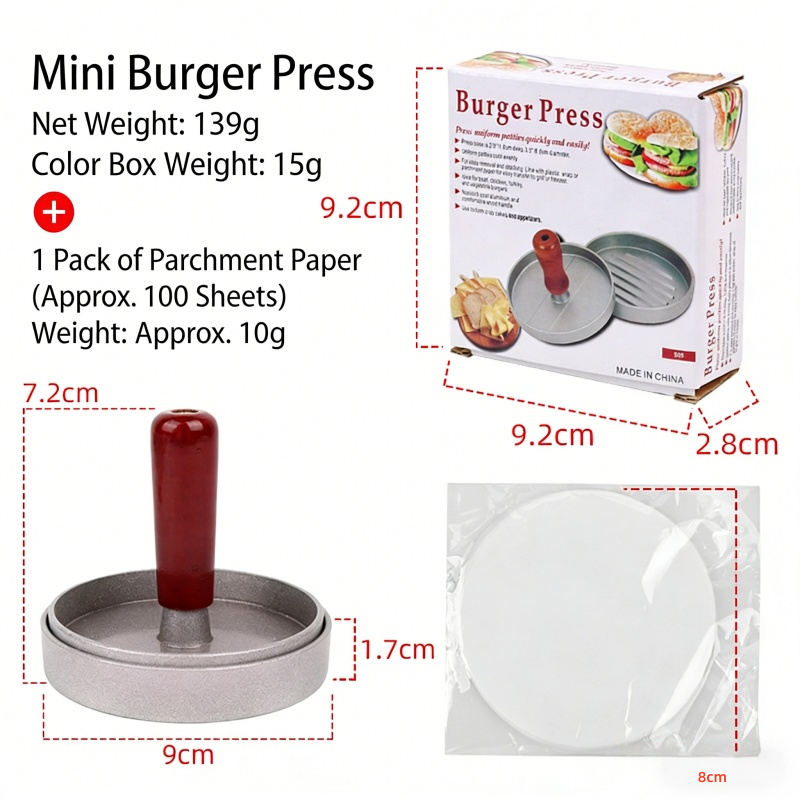 Presse à burger grise + papier huilé silicone