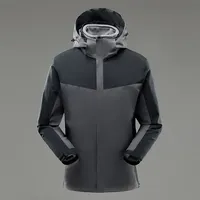 Parka bicolore noir et anthracite, coque à empiècements en V, fermeture éclair invisible, veste utilitaire d'hiver, manteau utilitaire à empiècements chevron