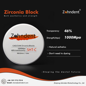 Zahndent 46% translucidez <span class=keywords><strong>CAD</strong></span> <span class=keywords><strong>CAM</strong></span> SHT C fresadora Dental Material bloques dentales disco de zirconia - Product Image 6