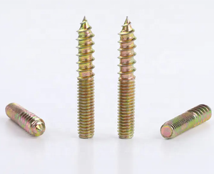 Tornillo de doble rosca galvanizado en zinc amarillo M8X80 M10X100, perno de doble cabeza, tornillo roscado para madera - Product Image 3