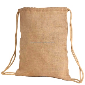 Sac à dos en toile de jute naturelle High King, grand format, écologique, vierge, personnalisable avec cordon de serrage - Product Image 1