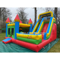 Château Gonflable Commercial Haut de Gamme en PVC Certifié CE avec Toboggan et Zone de Saut pour Fêtes 6x6m 600kg Garantie 3 Ans