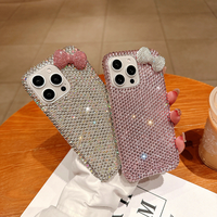 Dessin animé rose strass arc cristal Bling diamants étui pour iPhone 16-xr Pro Max Mini étui SE4 étui de téléphone portable
